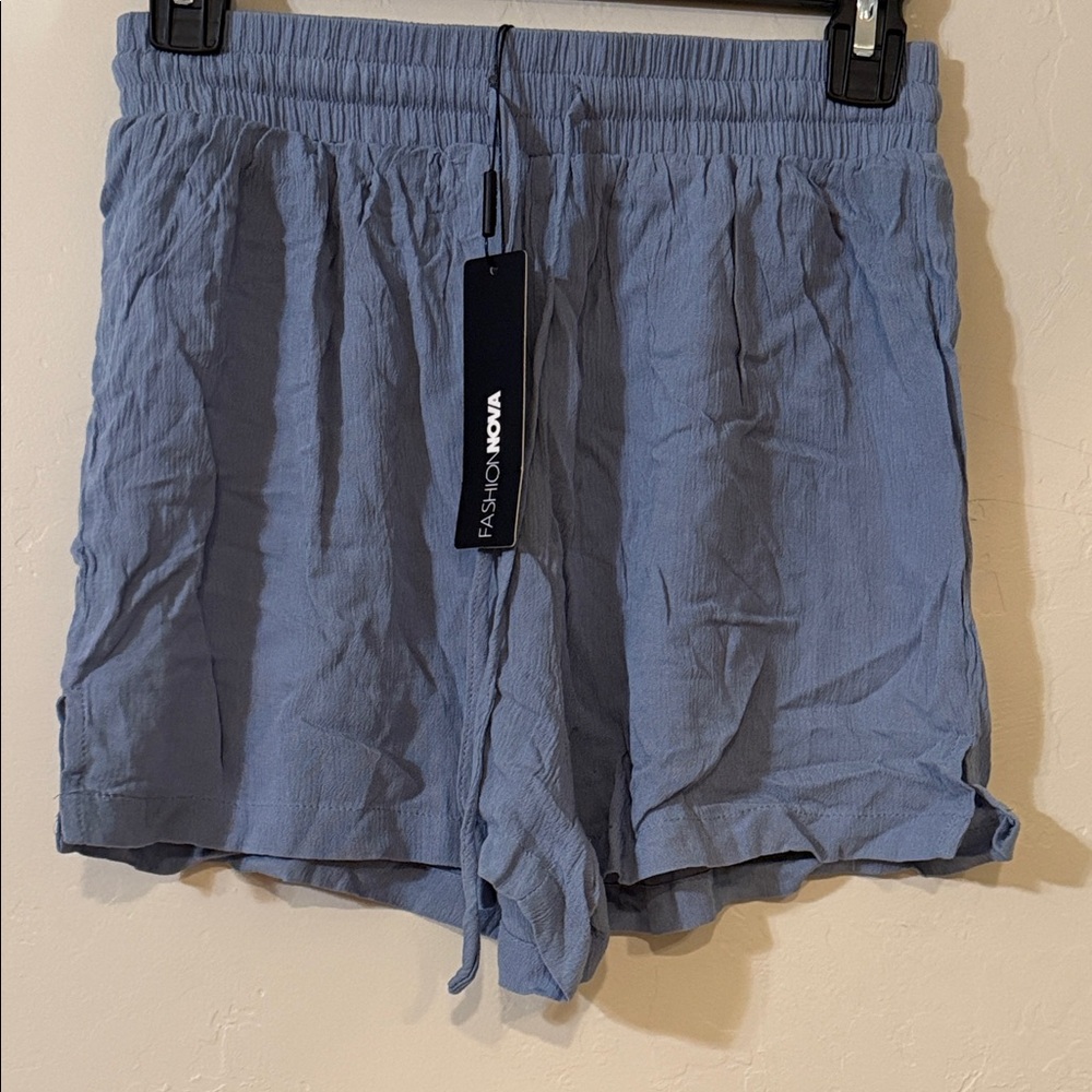 Fashion Nova Light Blue Casual Linen semi-sheer Shorts Size Small